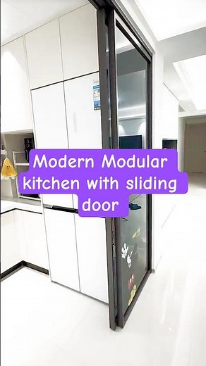 Stylish Modular Kitchen with Sliding Door ✨ Space Saving & Modern Interior Ideas