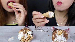 79K views · 2.7K reactions | ASMR FAT BOY ICE CREAM PARTY (Caramel Sundae Cones + Ice Cream Sandwiches) 리얼사운드 먹방 Kim&Liz ASMR | Kim&Liz ASMR | Facebook