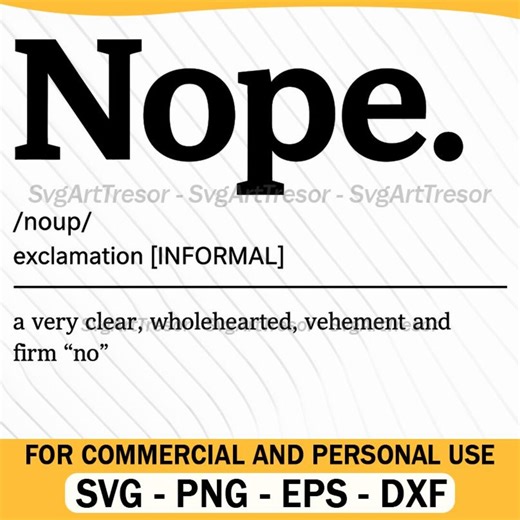 Nope Definition Exclamation Informal Simple Word Svg - Etsy