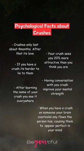 Psychological facts about crushes #crushfacts #facts #dailyfacts #onlyfacts #factsoflife #knowledge #psychology #psychologyfacts #explore #fyp #explorepage | Beyoutiful