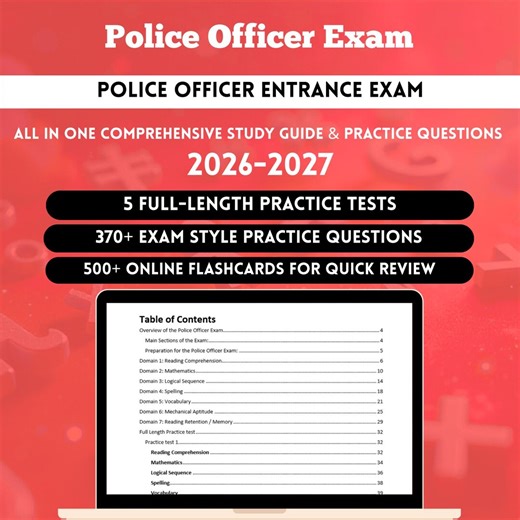 Police Officer Exam 2026 | Police Officer Entrance Exam | Police Officer Exam Study Guide | Police Officer Practice Questions - Etsy
