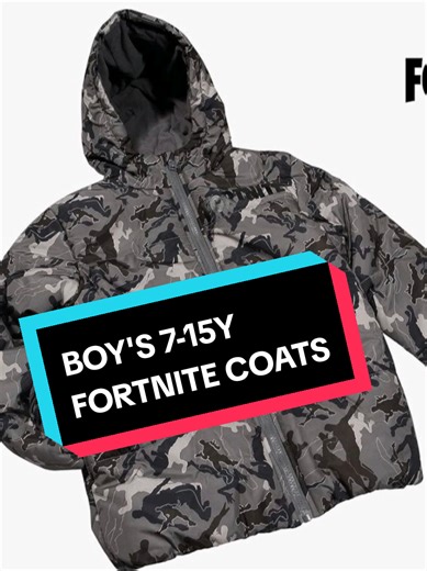 Older boys warm FORTNITE coats perfect for your little gamers! ages 7-15y #fortnite #boyscoat #gaming #clothes4kidsretail #boysclothes