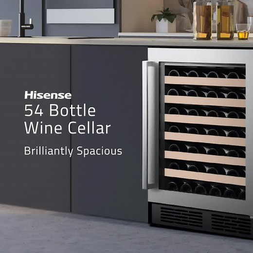 The best nights start with a great bottle of wine. Enjoy perfectly chilled wine everytime with the Hisense 54 Bottle Wine Cellar. | Hisense