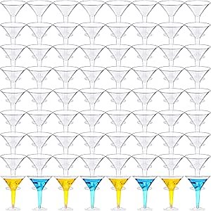 Zopeal 74 Pcs Plastic Martini Glasses 8 oz Clear Disposable Cocktail Dessert Parfait Glasses Stackable Stemmed Plastic Martini Cup for Wedding Party Bowl Wine Champagne Ice Cream Outdoor Picnic