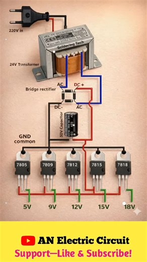 AN Electric Circuit on Instagram: "Multi Voltage Power Supply #electronicslab #electronics #electronicsengineering #diyelectronics #electroniccircuit"