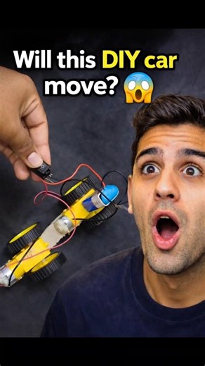 WILL THIS DIY CAR MOVE?😱 EASY SCIENCE PROJECT #shorts #diyelectronics #schoolproject #electronics