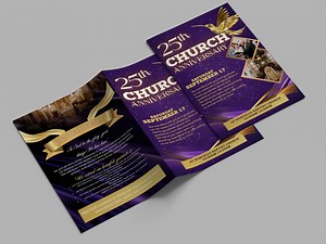 Church Anniversary Program | Editable Canva Template | Pastor Anniversary Bifold Brochure | Printable Church Event Program | Bifold Template - Etsy