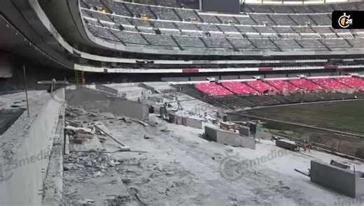MedioTiempo on Instagram: "🚨¡ASÍ MARCHA LA REMODELACIÓN DEL AZTECA!🚨 Mediotiempo tuvo acceso a videos en los que se pueden ver algunos de los avances que se están teniendo en el coloso de Santa Úrsula como la colocación de las butacas en la zona más baja del estadio que son en color rojo"