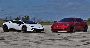 Tesla Model S P100D Challenges The Lamborghini Huracan Performante | Carscoops