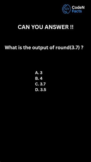 Python MCQ | What is the output of round(3.7) ? #shorts #ytshorts #coding #python #yt #ai
