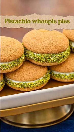 Soft Pistachio Whoopie Pie 🤍 Easy Cream Dessert #whoopiepie#pistachiodessert#easydessert#baking