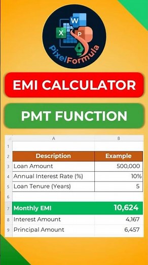 EMI Calculator in Excel | #emicalculator #excel #viral