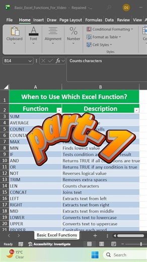 When to Use Which Excel Function? Part-1 #KeyboardShortcuts #ExcelEfficiency #ExcelMastery #shorts #excelformula #excel #viralshorts #excellent #exceltutorial | Excel Tricks