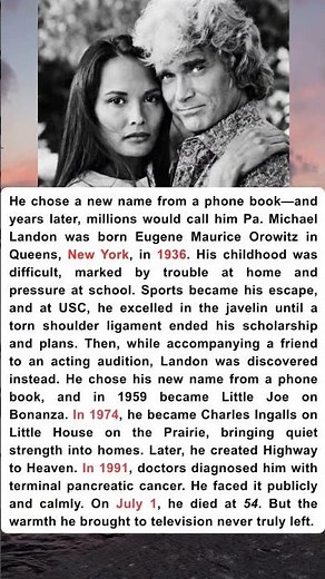 Michael Landon’s Journey From Struggle to Stardom #shorts #hollywoodhistory