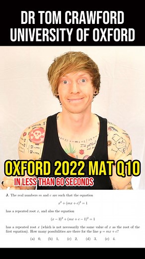 Dr Tom Crawford | NEW VIDEO: The final multiple-choice question from the 2022 MAT involves the geometry of straight lines and circles. Once you combine the... | Instagram