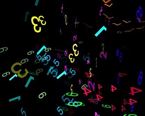 multiple numbers flying around the screen