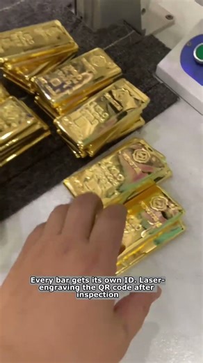 Every bar gets its own ID Laser engraving the QR code after inspection #gold #24kgold #24k