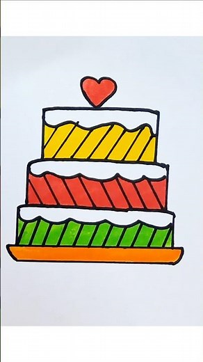 how to draw cake 🎂 #kidsdrawing #drawing #easydrawing #cakedecorating