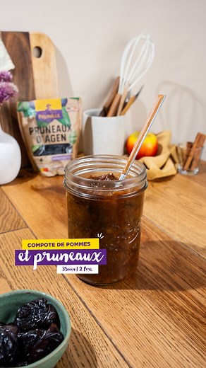 Aujourd’hui, on vous partage une recette fruitée pour les plus petits : une compote de pomme pruneaux maison 🍎🍇 Ça donne envie non ? Pour la réaliser, vous aurez besoin de : - 6 pruneaux Gamme Cuisine Maître Prunille - 3 pommes - 1 sachet de thé - 25 cl d’eau - Cannelle 🫙 À conserver au frais dans un bocal, pendant une durée maximum de 7 jours. ⚠️ Cette recette ne convient pas aux enfants de moins de 36 mois, risque d’étouffement ! | Maître Prunille
