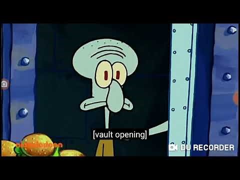 Squidward eats too much krabby patties and gets blow up