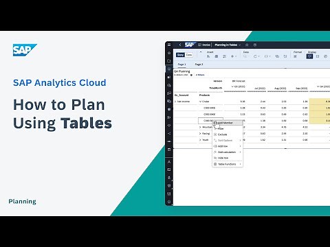 How to Plan Using Tables: SAP Analytics Cloud