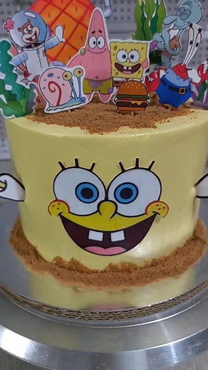 18K views · 102 reactions | Spongebob cake Easy italian meringue buttercream frosting #spongebobcake | Sugar Quoted | Facebook