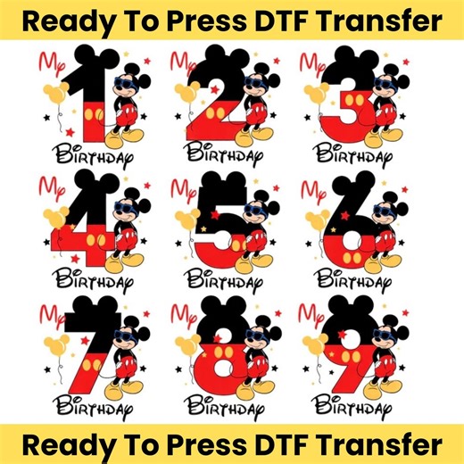 Mickey Mouse Birthday DTF Transfer, Personalized Name Age (DTF) - Etsy