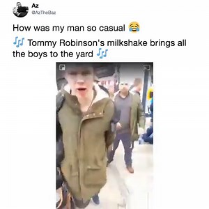 This is the second time that Tommy Robinson has been doused in milkshake in two days. #IfYouSeeaFascist | Revolution News