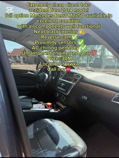 Extremely clean direct toks accident free 2014 model full option Mercedes Benz ML350 available