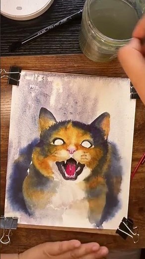 Art Process: When Watercolors Meet a Chatty Calico #catloverart #petportrait