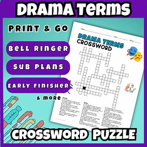 Drama Terms Crossword Puzzle Theater & Literary Vocabulary Drama Sub Plans