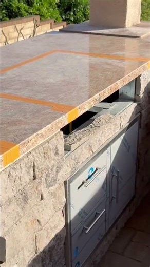 DIY outdoor kitchen update granite install ￼