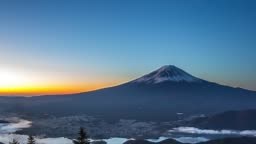 Fujisan sunrise dengan pemandangan udara danau kawaguchiko, Apple...