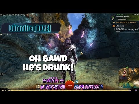 Drunk Zerging in GW2 WvW on DPS Virtuoso - Inebriated Guildwars 2 zerg gameplay on Mesmer
