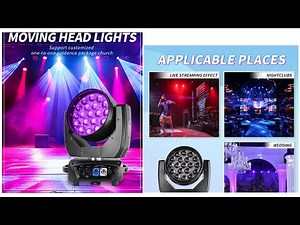 19x15W LED Wash Zoom Beam Moving Head Light Review | RGBW DMX512 Stage Lighting