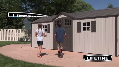 Lifetime 60127 20 x 8 Ft. Outdoor Storage Shed, Desert Sand