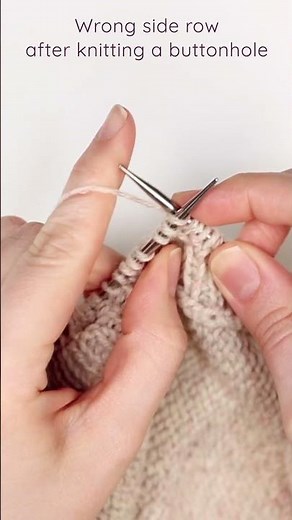 Step 3 for Knitting Horizontal Buttonholes #knittingpatterns #knitting