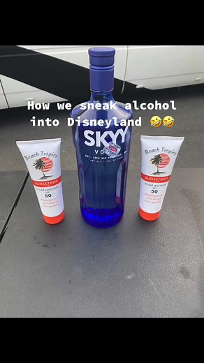 No they aren’t real sunscreen bottles it’s a Disguise 🤣🤣🤣 sneaking Alcohol into Disneyland. #disneyland #alcohol @Shay Heins #drink #drank #fyp #california