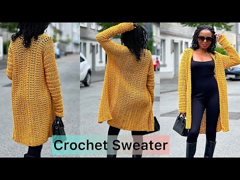Crochet Lightweight Cardigan Made From 2 Panels (Beginner Friendly)