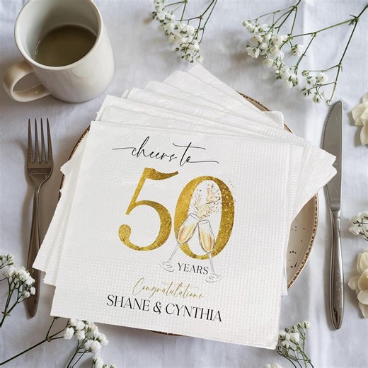 Personalized Wedding Anniversary Napkins 10th 25th 30th 50th 60th, Custom Party Decor - Etsy