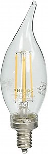 Philips LED Classic Glass Dimmable BA11 Bent Tip Light Bulb: 300-Luman, 2700-Kelvin, 4.5-Watt (40-Watt Equivalent), E12 Base, Clear, Soft White, 12-Pack