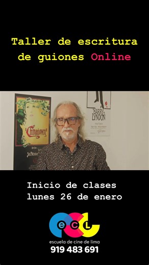 🎬✍️ CONVIERTE TUS IDEAS EN HISTORIAS QUE IMPACTAN Da el primer paso para escribir guiones poderosos en el TALLER DE ESCRITURA DE GUIONES ONLINE, dictado por el reconocido director de cine y maestro Juan Carlos Torrico. Aprende técnicas profesionales, desarrolla tu voz creativa y lleva tus historias a la pantalla con una guía experta e inspiradora. 🚀 Cupos limitados 📲 Informes e inscripciones: WhatsApp 919 483 691 | Escuela de Cine de Lima