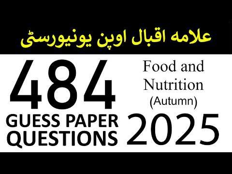 AIOU Code 484 Guess Paper Questions | Autumn 2025 | Food and Nutrition | AIOU Corner