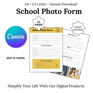 School Photo Order Form Template: Photography Package Selection (digital Download) - Etsy UK