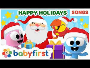 Happy Holidays 2021 | Christmas  Music for kids w Larry, Color Crew & Friends | BabyFirst TV - Videos For Kids