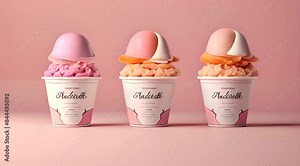 Ice cream cup mockup with an elegant outer wrapper design