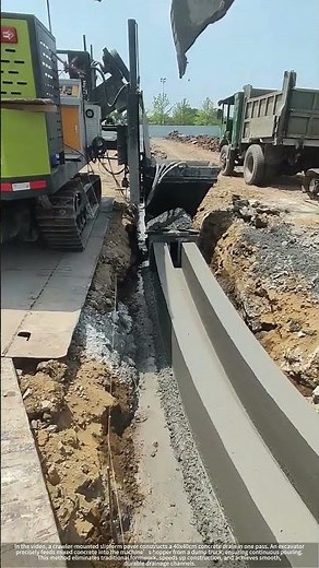 How Slipform Pavers Build Perfect Drains : 40x40cm Concrete Channels in One Pass