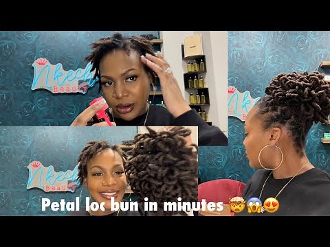 How to : Petal loc bun in minutes !!! Faux loc bun on short starter locs #starterlocs #locbun