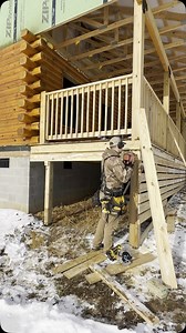 6K views · 138 reactions | Using deck boards to close up the deck #construction #logcabin #wood #log #selfbuild #woodworking #diy #buildingahouse #cabin #carpentry | The Roaming Lions | Facebook
