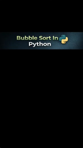 Kajal Yadav on Instagram: "🎯 Bubble Sort in Python | Step-by-Step Explanation 🐍 Learn how Bubble Sort works in Python with a simple and beginner-friendly example. In this short video, we take user input, apply the Bubble Sort algorithm, and show how the list gets sorted step by step. 💡 What you’ll learn: How Bubble Sort compares adjacent elements Swapping logic in Python Understanding nested loops Sorting numbers in ascending order ⚡ Perfect for beginners, students, and anyone preparing for c